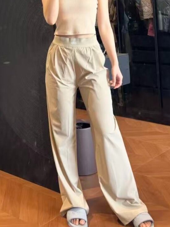 ALO Yoga Pants - NWT💼😀ALO Yoga Suit Up Trouser Gravel | Office Chic Wide Leg Pants (Regular)